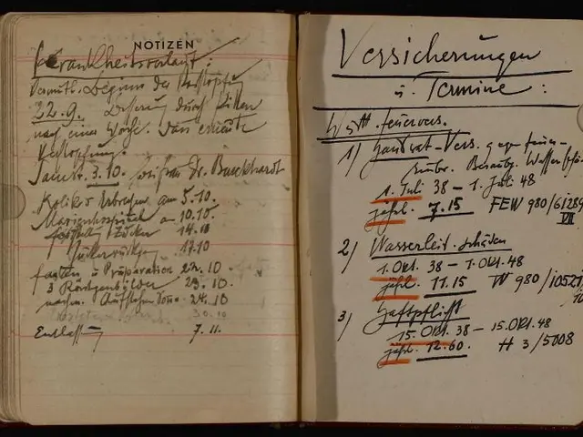 The image shows an open book with handwriting on it, which is a German military diary from the...