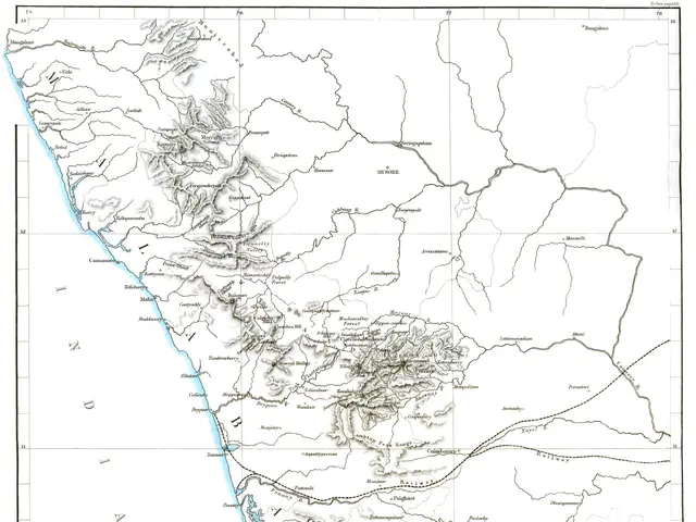 The image shows a map of the Hill Districts in the Madras Presidency, with text at the top and...