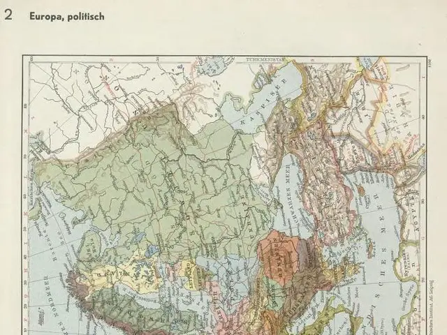 The image shows an old map of Europe from the 19th century, depicting the political divisions of...