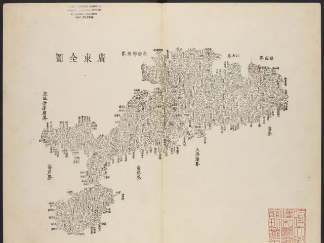 The image shows an open book with a map of China on it. The map is detailed and shows the various...