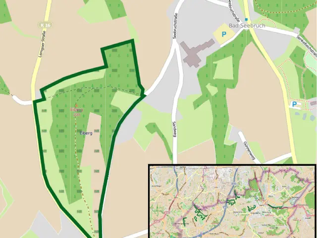 The image shows a map of a city with a green area in the middle of it. The green area is likely the...