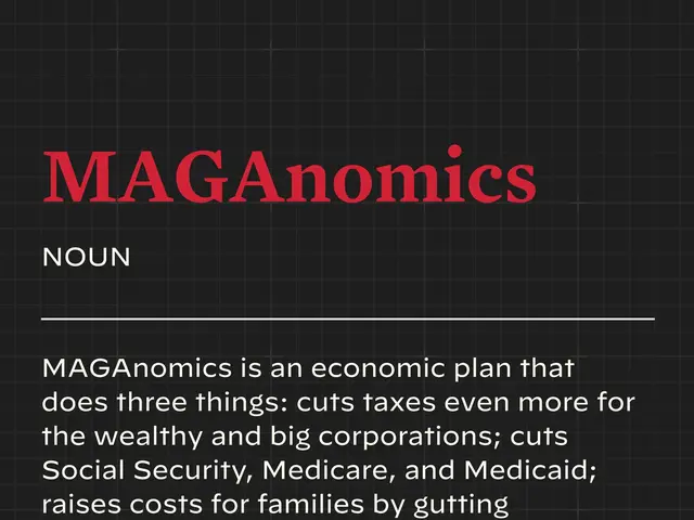The image shows a poster with the text "Maganomics: An Economic Plan That Does Three Things Cuts...