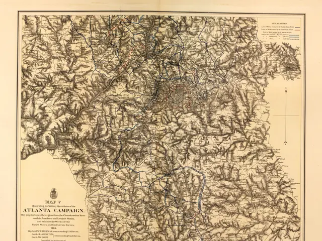 The image shows an old map of the state of Georgia with the words "Atlanta Campaign" written on it....