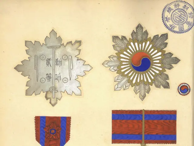 The image shows a page from a book with a variety of medals, including the Order of the Star of the...