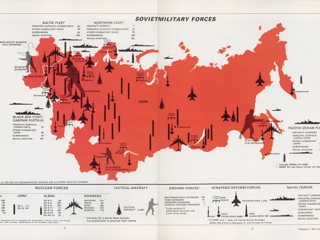 The image shows an open book with a map of Russia on it, depicting the Soviet military forces. The...
