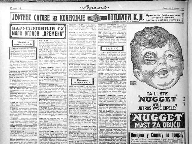 The image shows an old newspaper with a picture of a child's face on it. The newspaper is open to a...