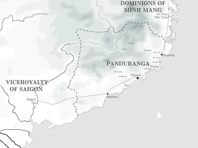 The image shows a black and white map of the provinces of Vietnam, with the text "Viceroyalty of...