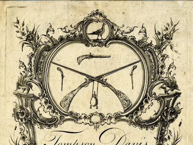 The image shows an old book with a picture of a gun on it. The book is titled "Tompson Davis...