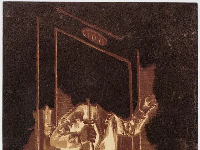 The image shows a man standing in front of a door, holding a knife in his hand. He is wearing a...