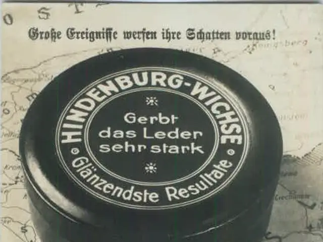 The image shows a black and white photo of a box of Hindenburg-Wiche, Germany, with a map in the...