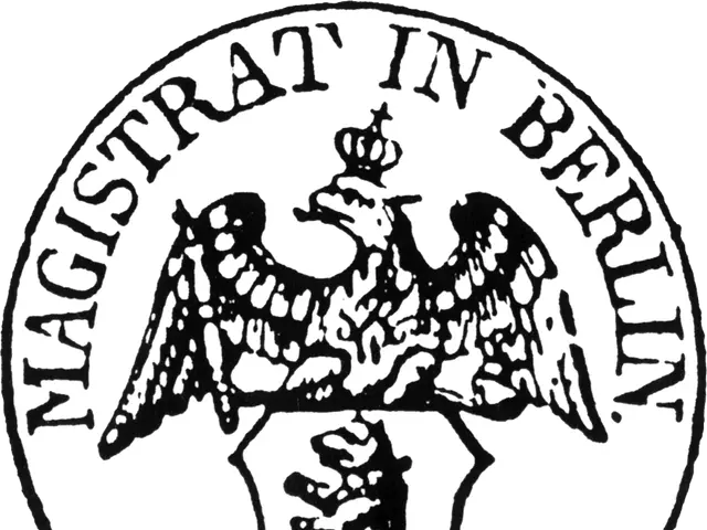 The image shows a black and white logo with the words "Magistrat in Berlin" written on it,...