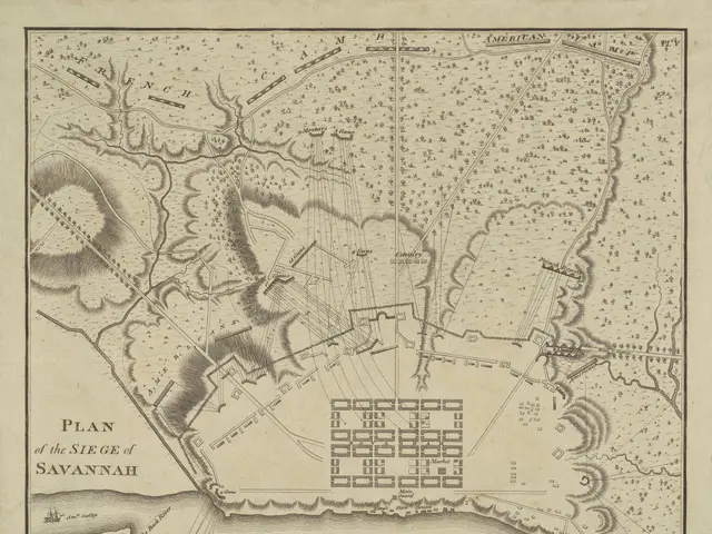 The image shows a paper with a plan of the siege of Savannah, Georgia. The plan is detailed,...