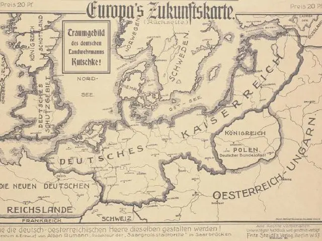 The image shows an old map of Europe from the early 20th century, depicting the extent of the...