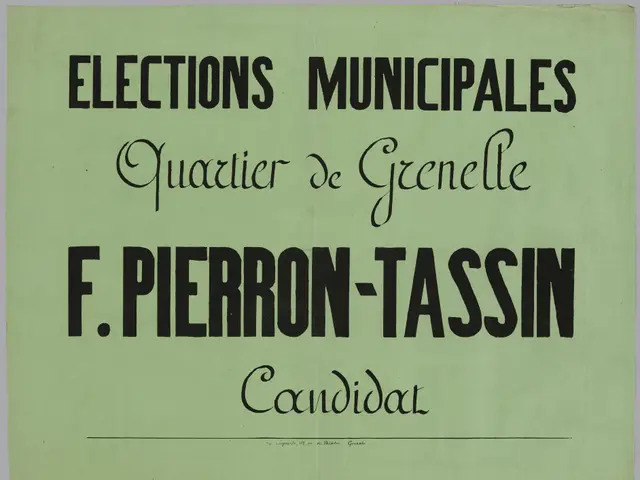 The image shows a green poster with the words "Elections Municipales Quartier de Grenelle F....