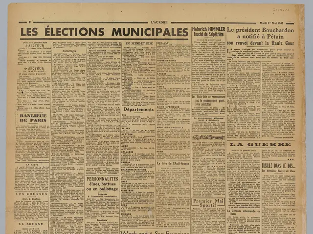 The image shows the front page of the French newspaper Les Élections Municipales, with a white...