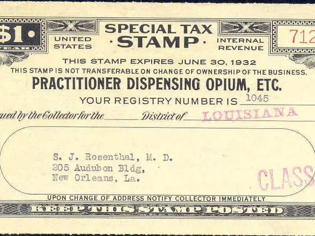 The image shows a black background with a special tax stamp featuring the words "Practitioner...