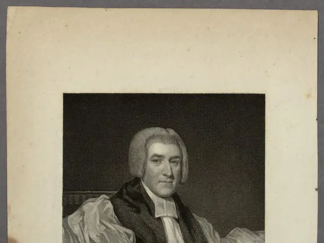 The image shows a portrait of William Carey, the Lord Bishop of Exeter, sitting in a chair. He is...