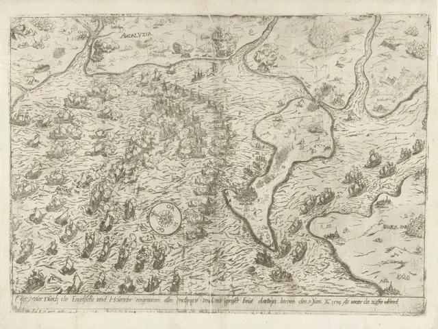 The image shows a paper with a drawing of a map of the British Isles, depicting the Battle of...
