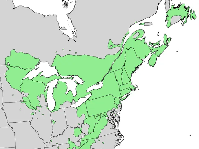 The image shows a map of the United States with a green area indicating the extent of the Great...