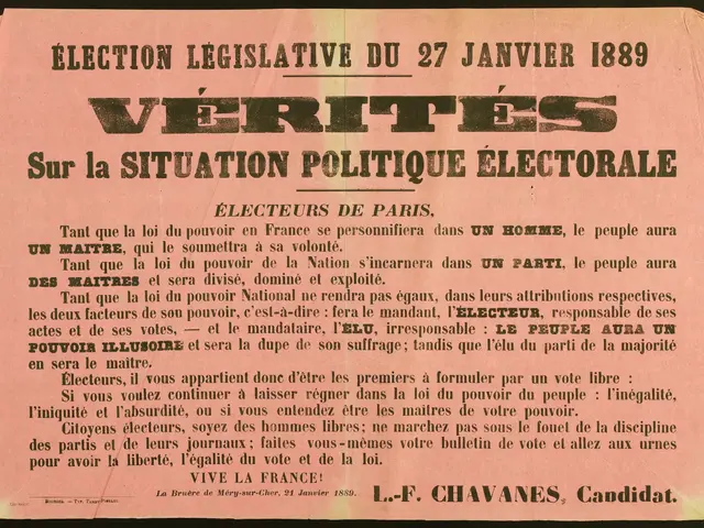 The image shows an old poster with the words "Vérités sur la Situation Politique Electorale"...
