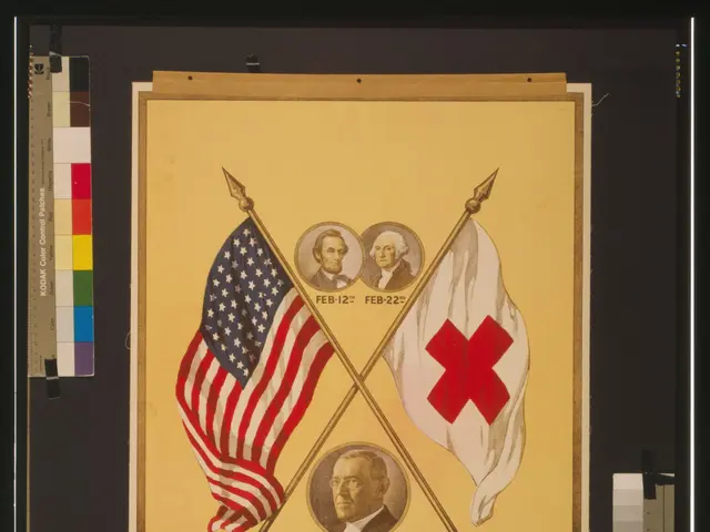 The image shows a poster with two flags and two people, along with text that reads "Enrolls for...