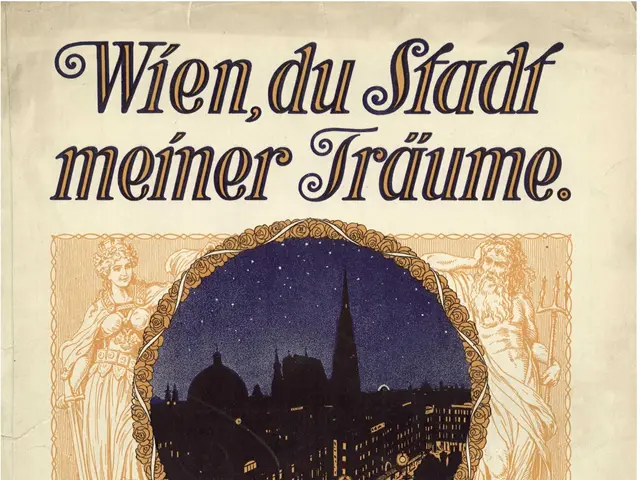 The image shows an old poster advertising Rudolf Sieczynski's opera, "Wien, du Stadt Meiner...