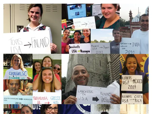 The image shows a poster for International Educational Week 2015, featuring a group of people...