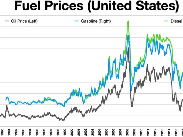 The image shows a graph on a white background with text that reads "fuel prices in the United...