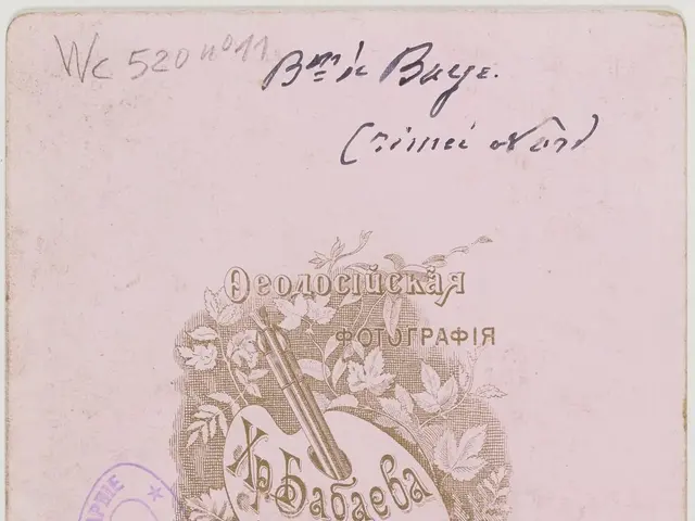 The image shows an old Russian passport with a stamp on it. The passport has text and an image on...