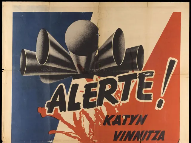 The image shows a poster with a dark background featuring text and images. The text reads "Alerte...