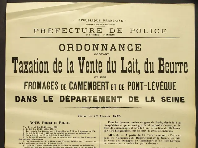 The image shows an old newspaper advertisement for the taxation of the Vente du Lait du Beurre,...