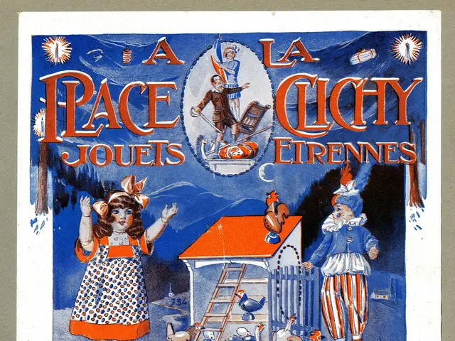 The image shows a poster on the wall advertising a race in France. It features a girl, a boy, a...