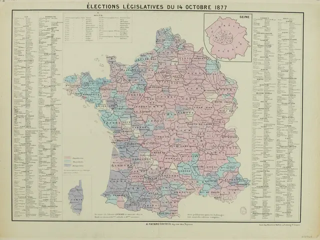The image shows an old map of France with the provinces and their capitals. The map is filled with...