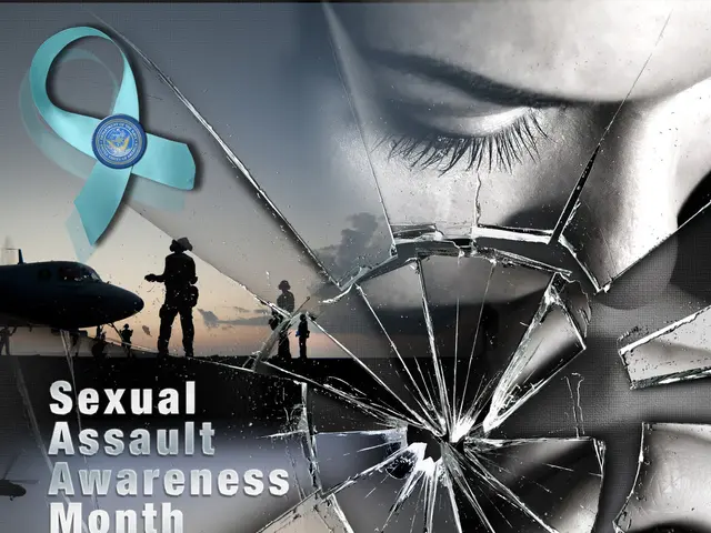 The image shows a poster with a broken glass in the center, surrounded by people, an aircraft, and...