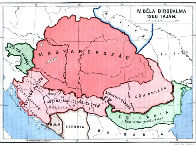 The image shows a poster with a map of Hungary in the 16th century, depicting the extent of the...