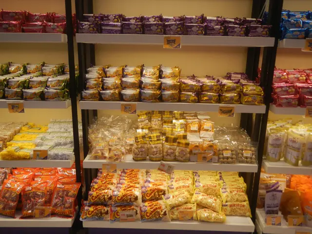 The image shows a convenience store with a display case filled with lots of different types of...