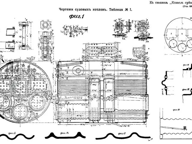The image shows a drawing of a machine with a lot of parts on it, along with text that reads...