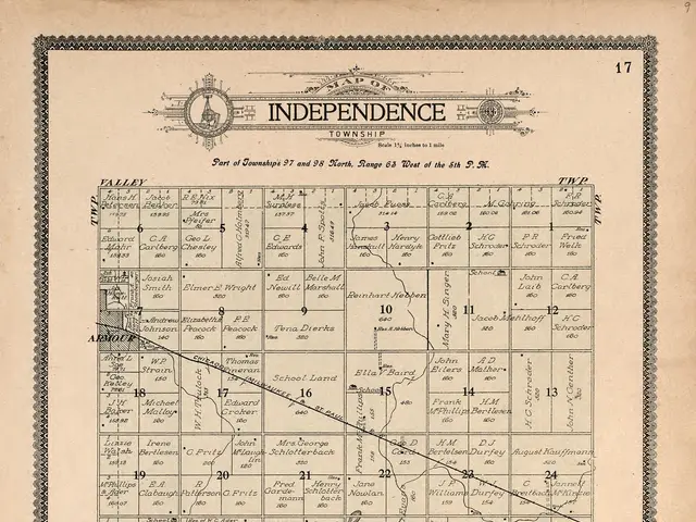The image shows an old map of the state of Arizona with the words "Independence" written across it....