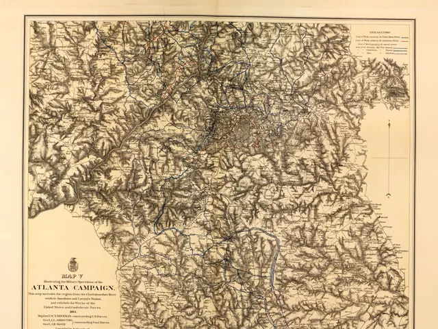 The image shows an old map of the state of Georgia with the words "Atlanta Campaign" written on it....