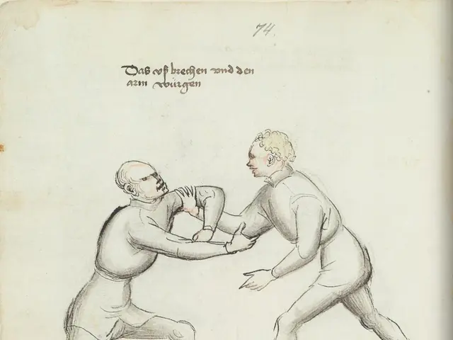 The image shows two men engaged in a physical altercation, with one man throwing a punch at the...