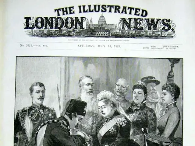 The image shows an old book with a black and white picture of Queen Elizabeth II and Prince Philip,...