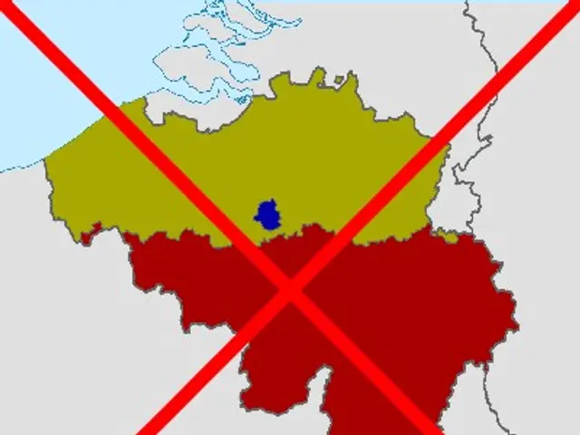 The image shows a map of Germany with a red cross in the middle of it, indicating that the country...