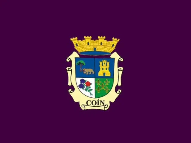 The image shows the coat of arms of the city of San Francisco, California, with a purple background...