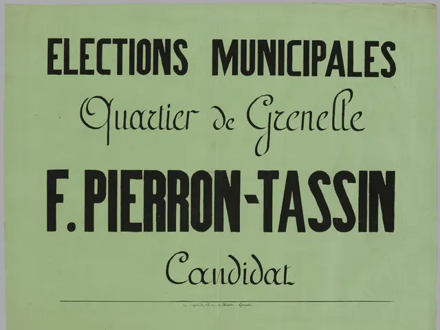 The image shows a green poster with the words "Elections Municipales Quartier de Grenelle F....