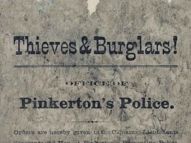 The image shows a poster with the words "Thieves & Burglars Pinkerton's Police" written in bold...