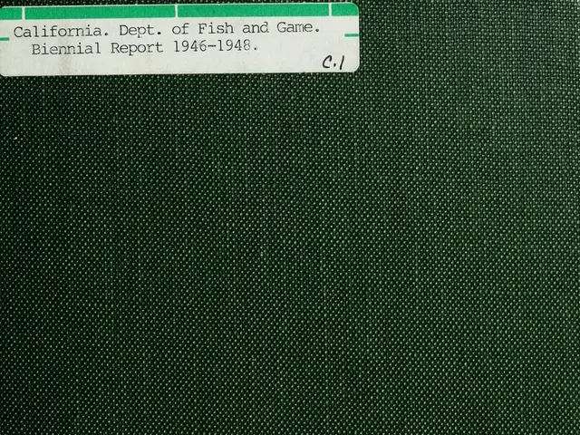 The image shows a green book with a white label on it, which reads "California Dept of Fish and...