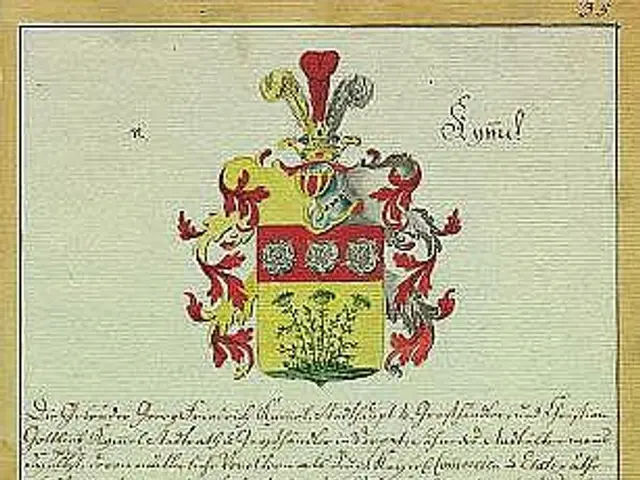 The image shows a document with a coat of arms on it, which is a document signed by the German...