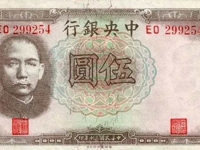 The image shows an old Chinese banknote with a portrait of a man on it. The man in the portrait is...