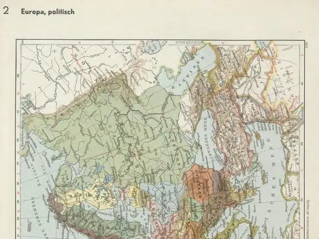 The image shows an old map of Europe from the 19th century, depicting the political divisions of...