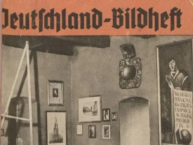 The image shows an old book with a picture of a room on the cover. The room is filled with chairs,...